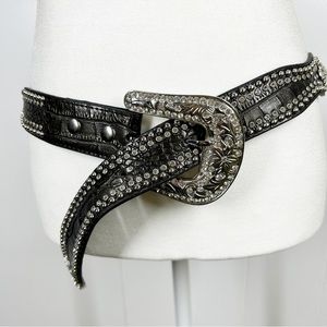 Black Studded and Crystal Embellished Cowgirl Belt